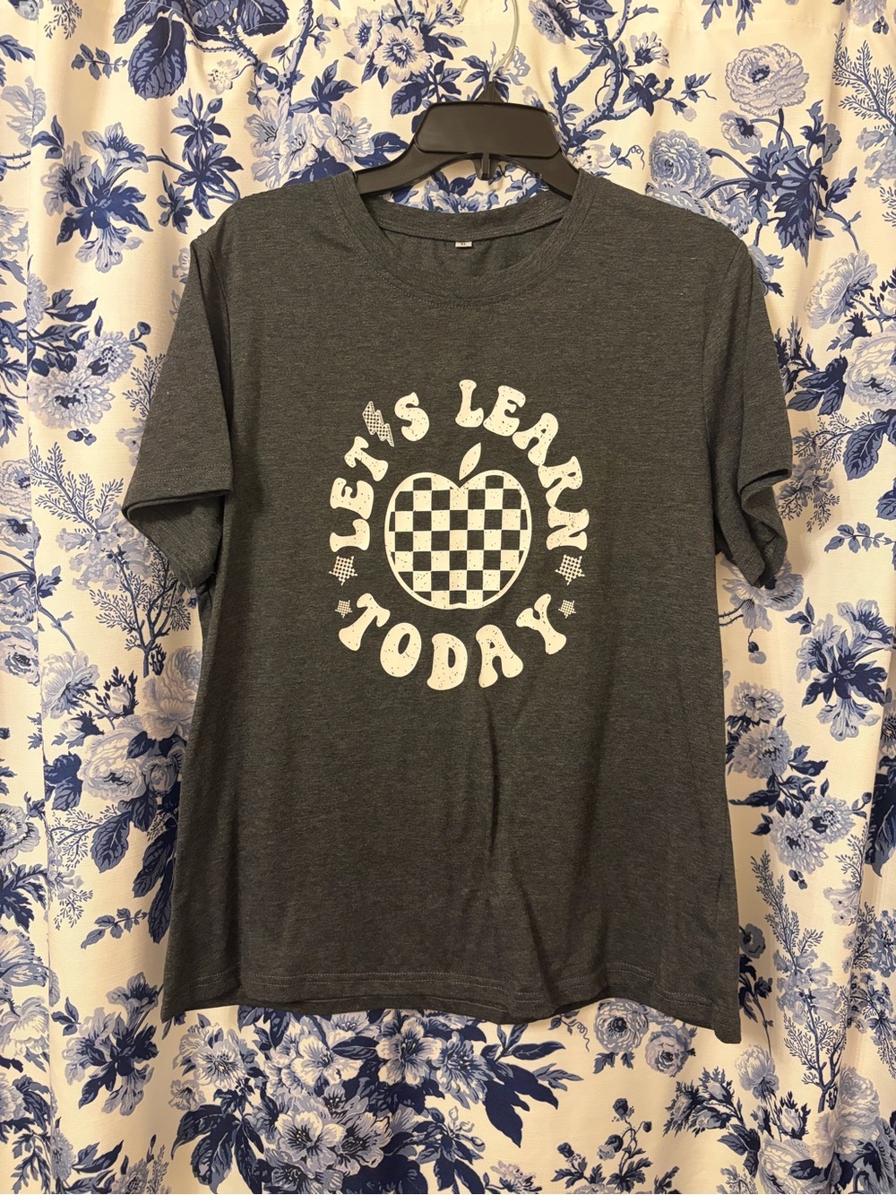 Let's Learn Today Graphic Tee - Dark Gray with White Print